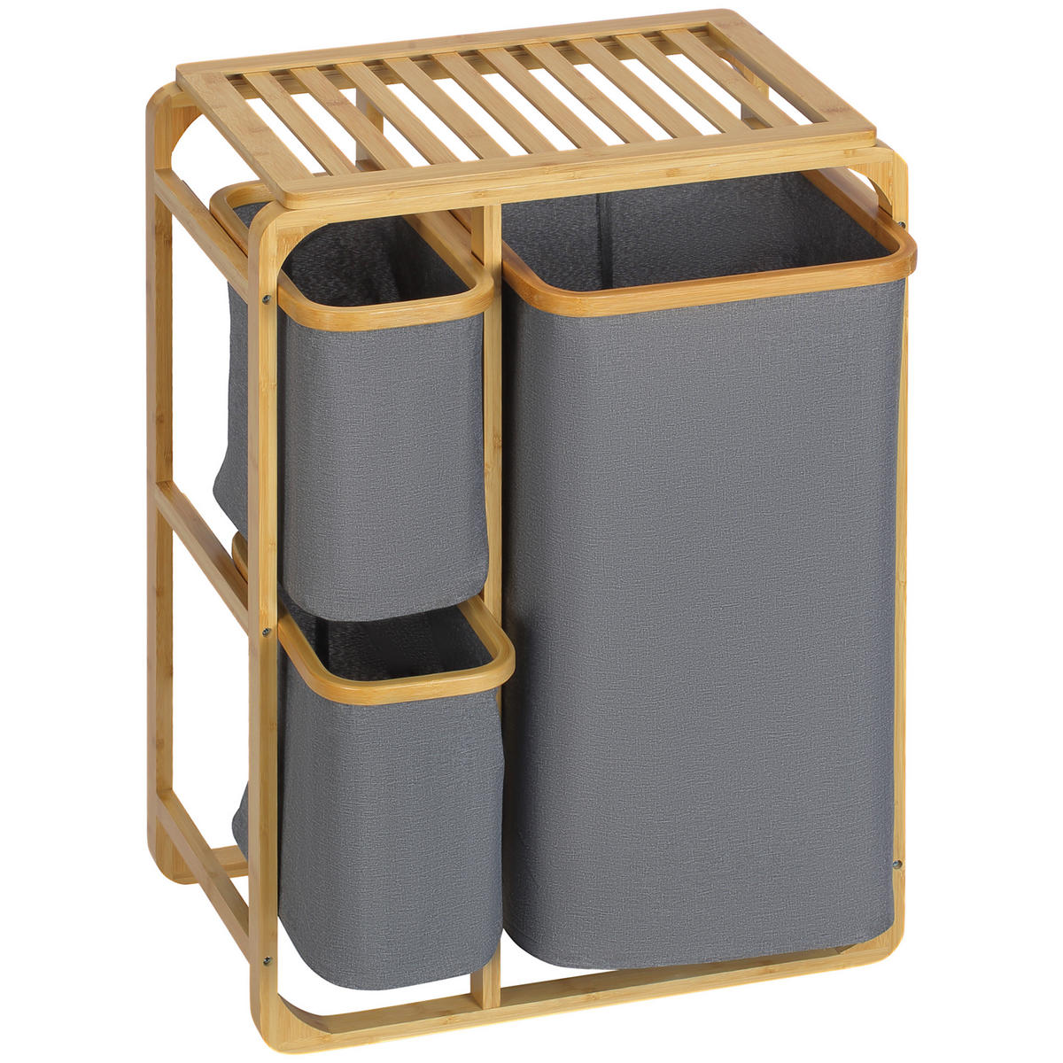 WÄSCHEKORB DE-09418 3 abnehmbare Körbe Natur - Naturfarben, Naturmaterialien (50/69.7/32cm) - ComfortXL