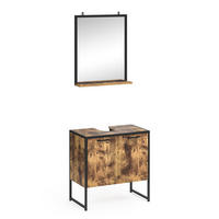 BADMÖBEL-SET Fyrk Antikholz 2 Teile - Alteiche/Schwarz, Holzwerkstoff (60/60/33cm) - Vicco