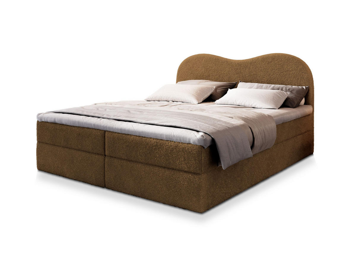 POSTEL BOXSPRING FLUVIA 160x200 cm, s matrací a úložným prostorem, hnědá - hnědá, kompozitní dřevo/textil (160/200cm) - MASSENO