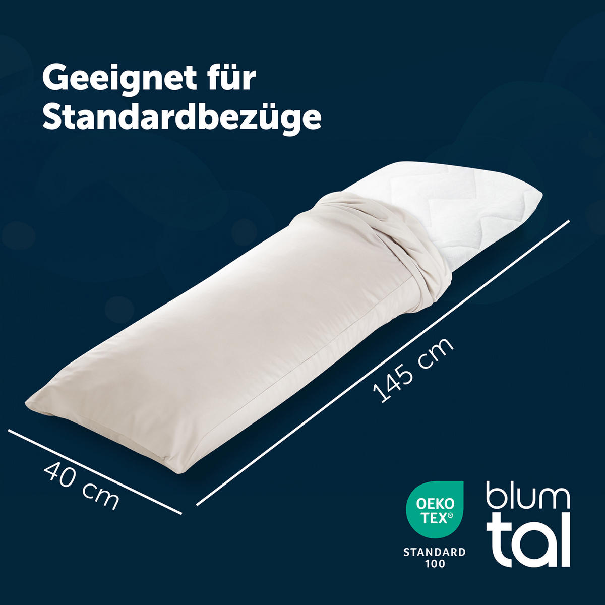 SEITENSCHLÄFERKISSEN mit Bezug 40x145cm - Beige/Weiß, Textil (40/145cm) - Blumtal