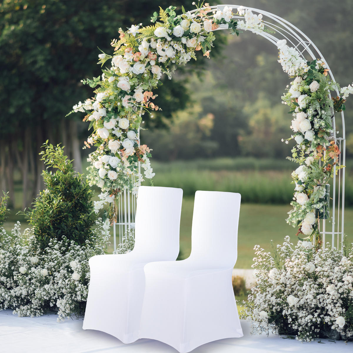 4xSTUHLHUSSEN - Weiß, Kunststoff/Textil (60/57cm) - Relaxdays