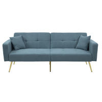 SCHLAFSOFA aus Lammwollstoff 175x64x72 cm in Antikblau mit Bettfunktion - Blau, Textil (175/72/64cm) - Modfu