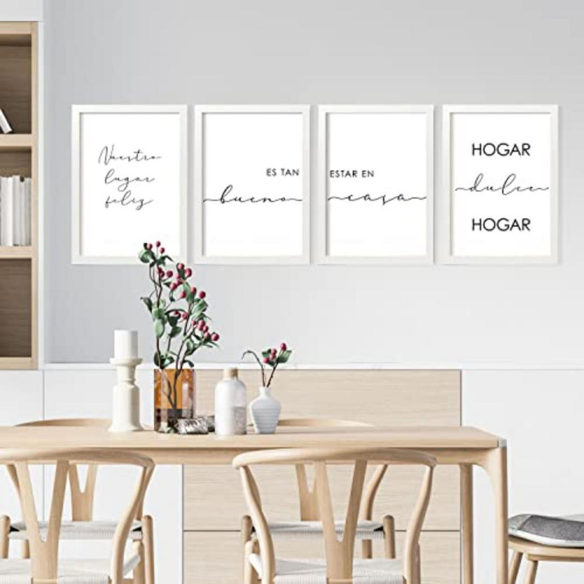 POSTER Set mit 4 Zuhause TypografieStil A3 Schwarzer Rahmen - Schwarz, Papier (29.7/3cm) - Nacnic