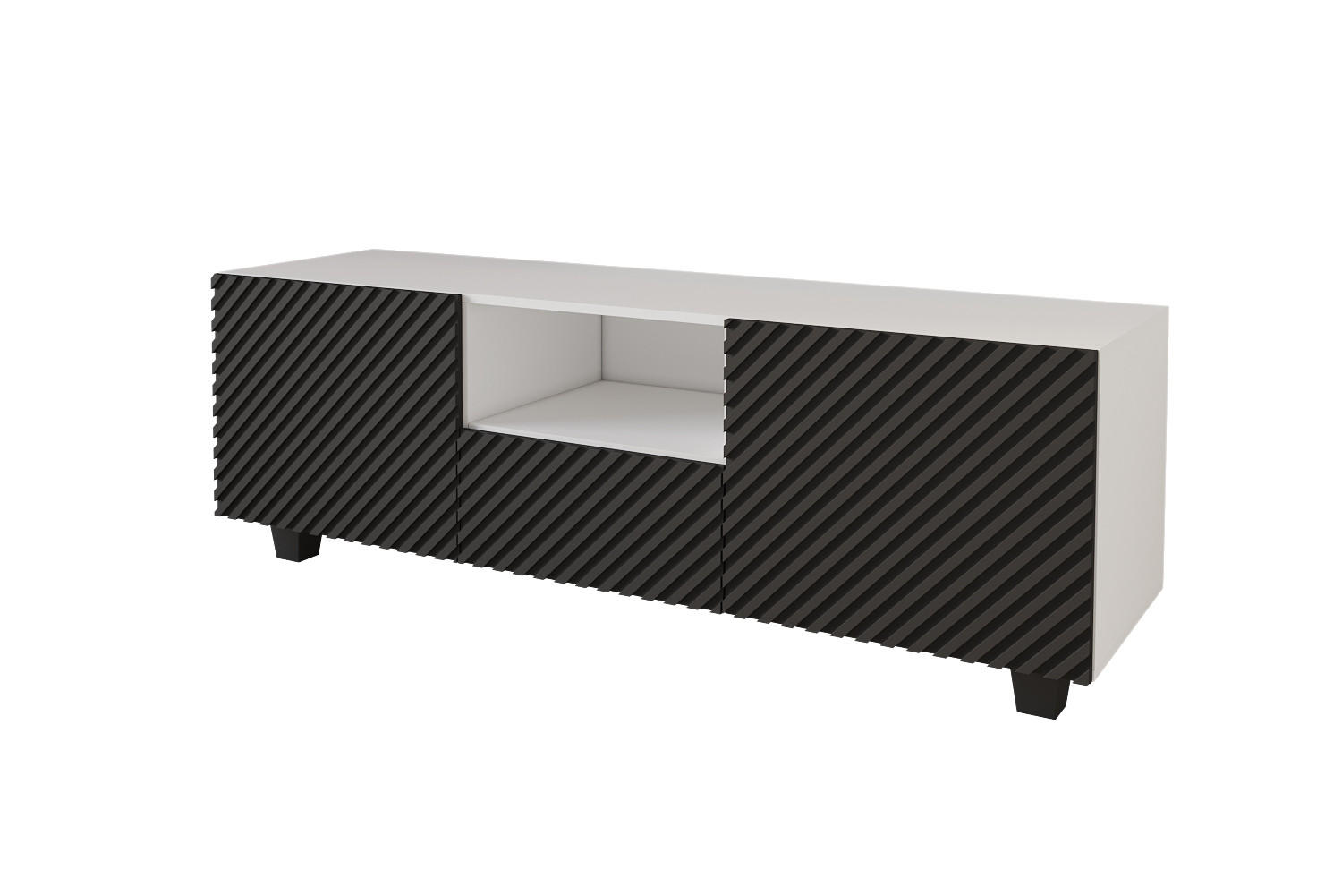 LOWBOARD ZENO-S 140x50x41 cm - Weiß / Schwarz - Schwarz, Holzwerkstoff (140/50/41cm) - ALTDECOR