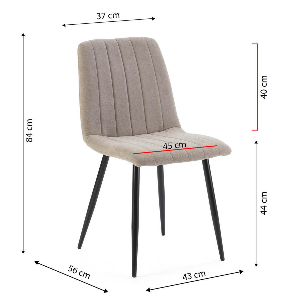 STUHL 4er-Set Sagi Stoff beige - Beige, Textil/Metall (45/84/56cm) - VS Venta-stock
