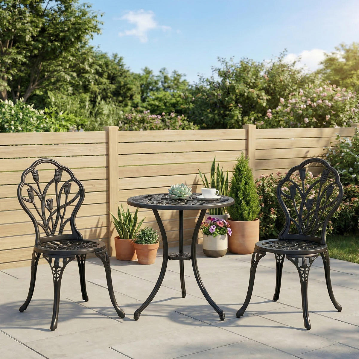 GARTEN-BEISTELLTISCHSET Schwarz 3 Stück - Schwarz, Naturmaterialien (60/60/67cm) - GiPP