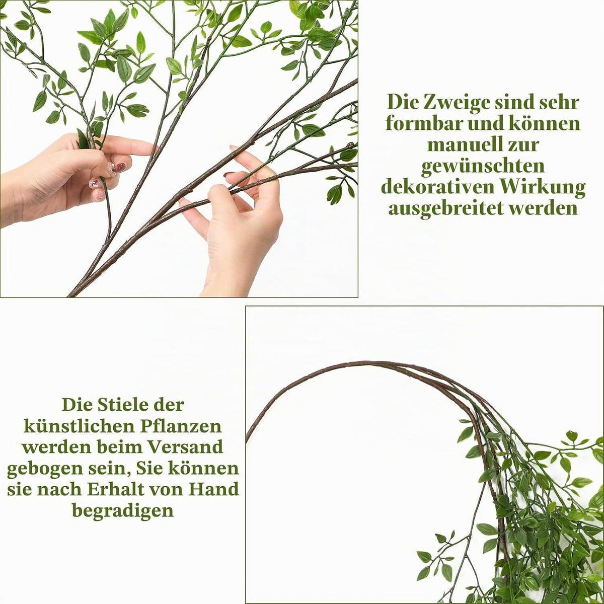 KÜNSTLICHE Pflanzen Zweige 2-teiliges Set 110 cm Grün - Grün, Kunststoff (34.5cm)