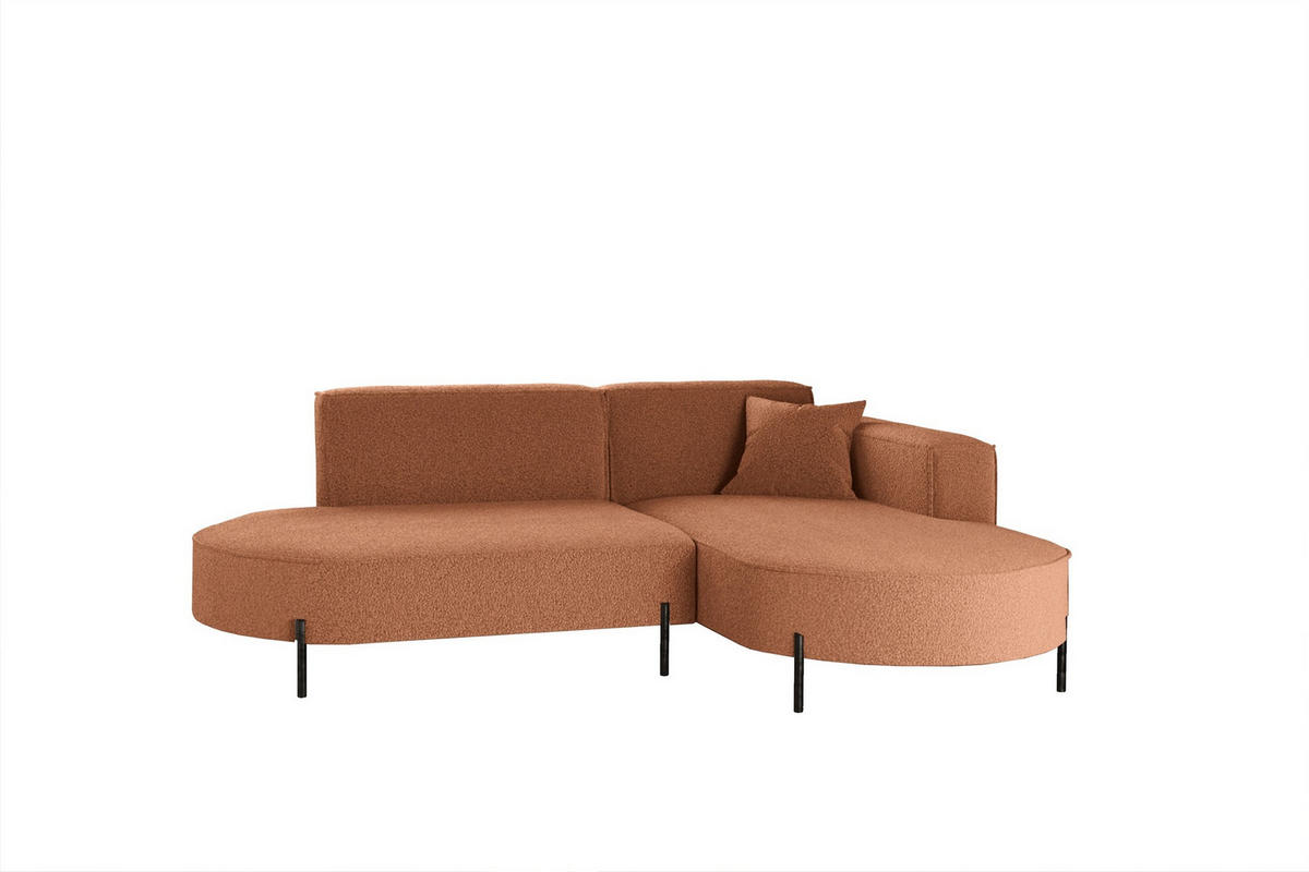 ECKSOFA Valencia Xs - Kupferfarben, Holzwerkstoff/Textil (236/165cm) - Fun Möbel
