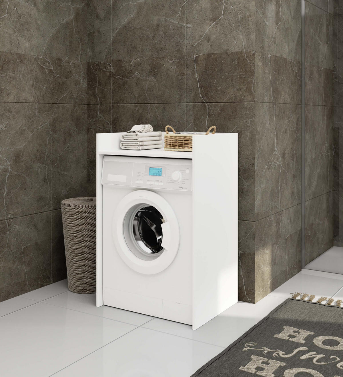 WASCHMASCHINENSCHRANK FIN, 50x64x98 cm, Weiß - Weiß, Holz (64/98/50cm) - Milordbikes