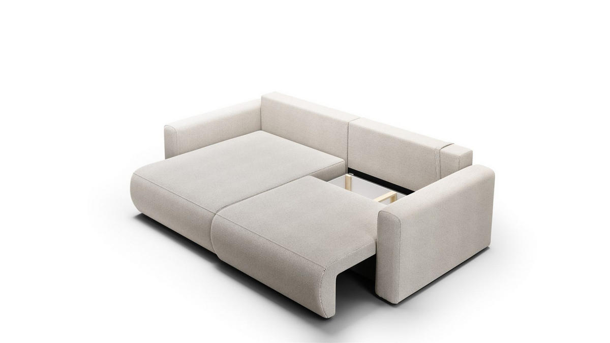 ECKSOFA Chaira Mit Schlaffunktion - Hellgrau, Holzwerkstoff/Textil (240/149cm) - Fun Möbel