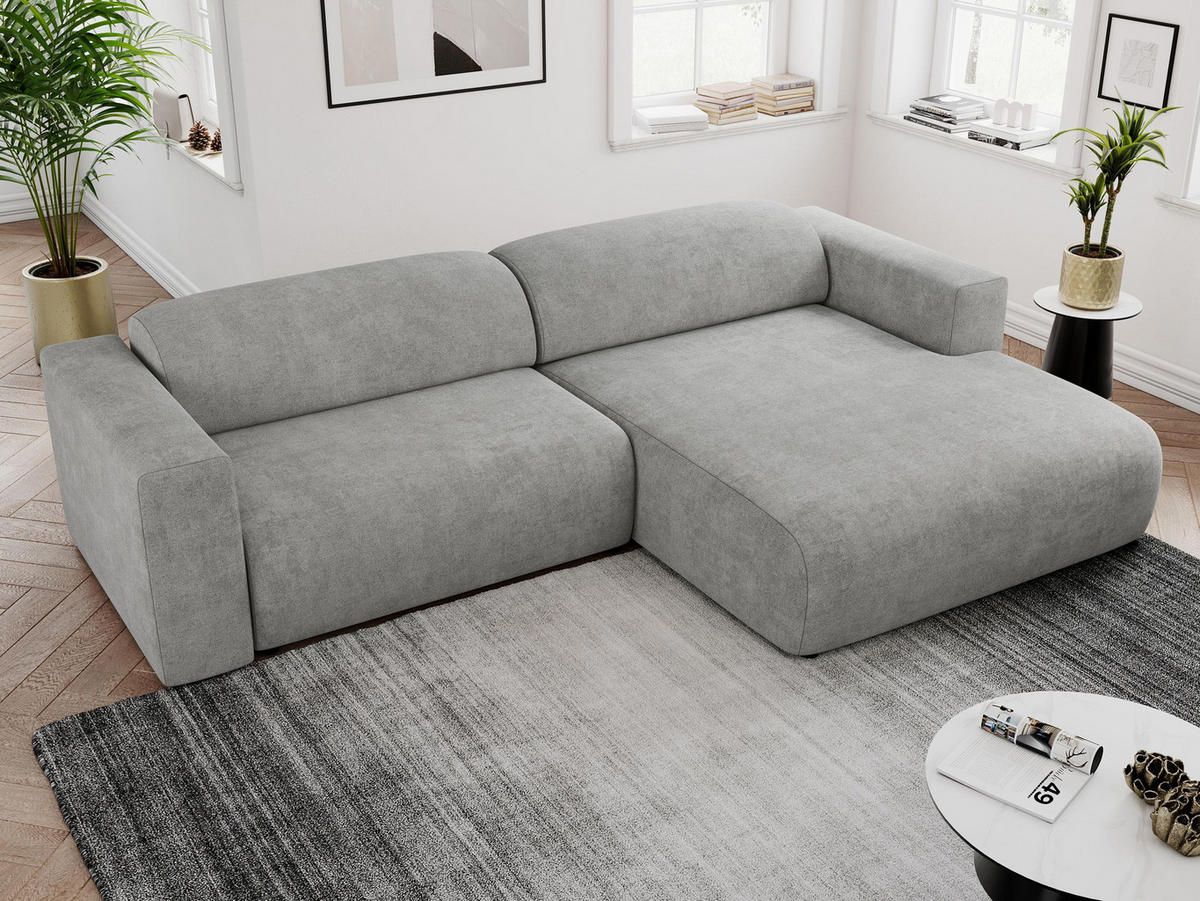 ECKSOFA PASADENA Hellgrau Struktur - Rechts Seite - Hellgrau/Schwarz, Kunststoff/Textil (180/288cm) - MKS