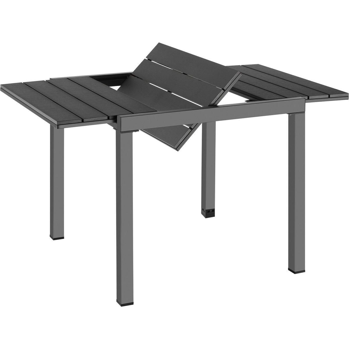 GARTENTISCH Inca, 80–120 x 80 x 74 cm, schwarz - Schwarz, Kunststoff (120/80/74cm) - tectake