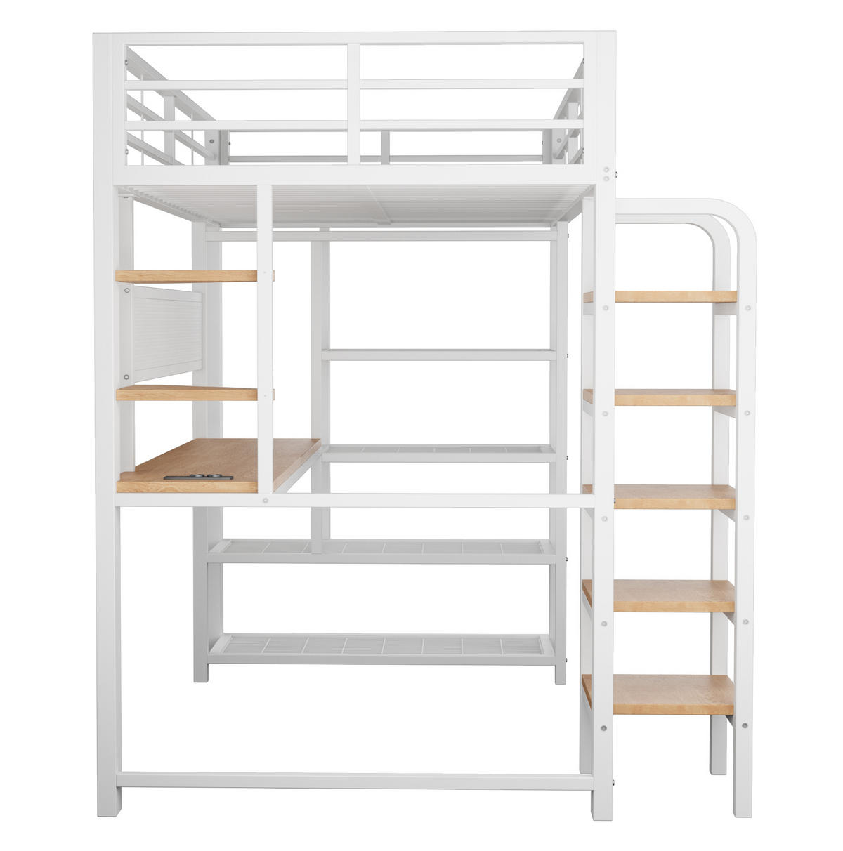HOCHBETT 90/200 cm Weiß mit LED und Steckdosen - Weiß, Metall (90/200cm) - MIVRAY
