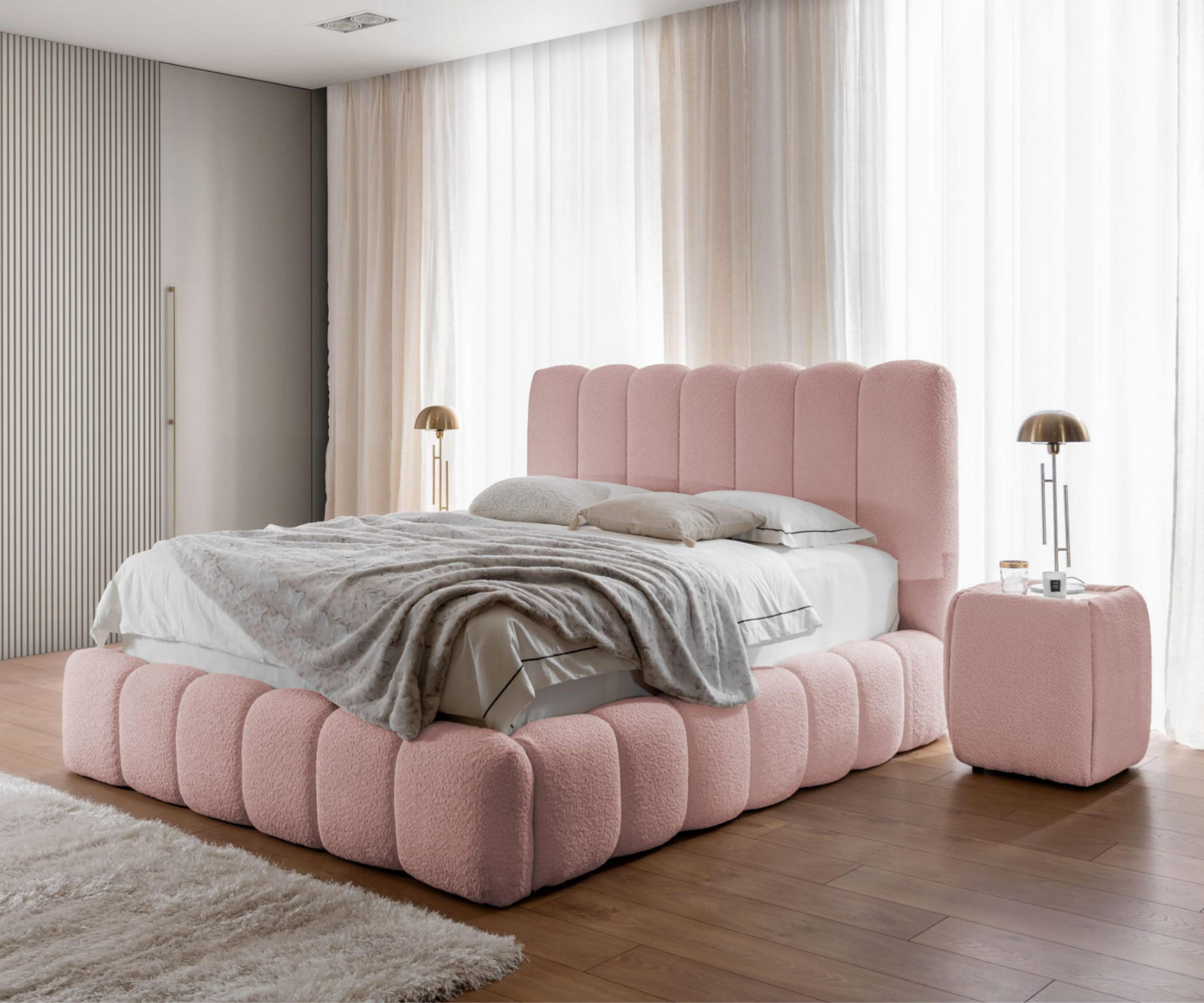POLSTERBETT CHLOE Bettkasten Lattenrost 160x200 Puderrosa - Hellrosa, Holz (160/200cm) - Furnistar