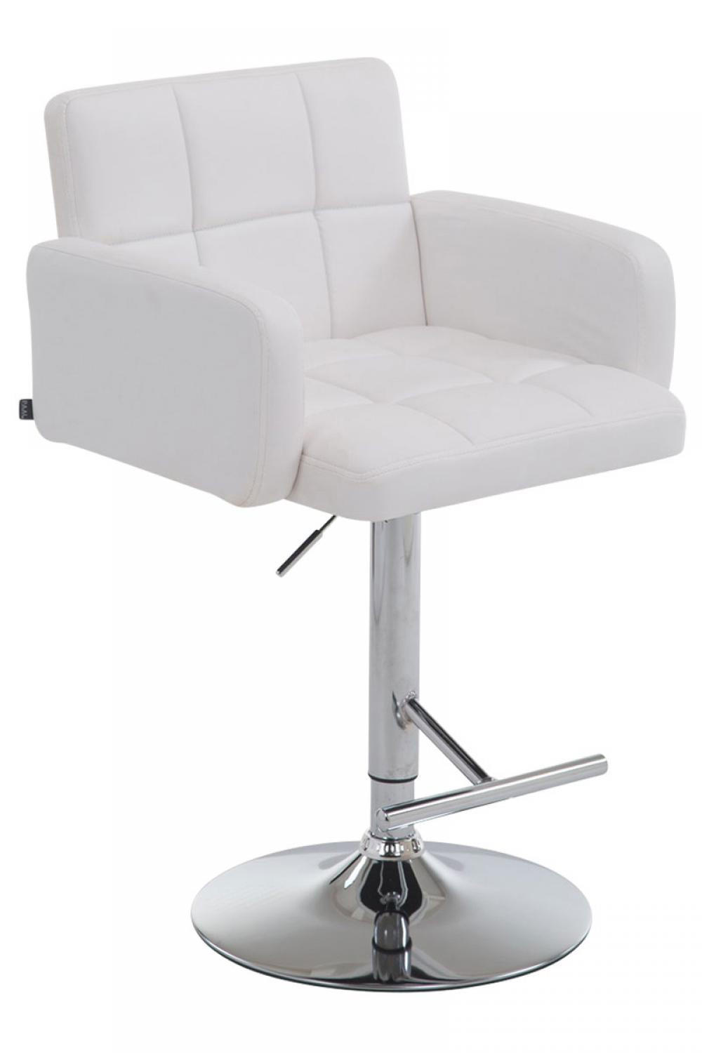 BARHOCKER Lederlook weiß - Chromfarben/Weiß, Textil/Metall (60/93/56cm) - CLP