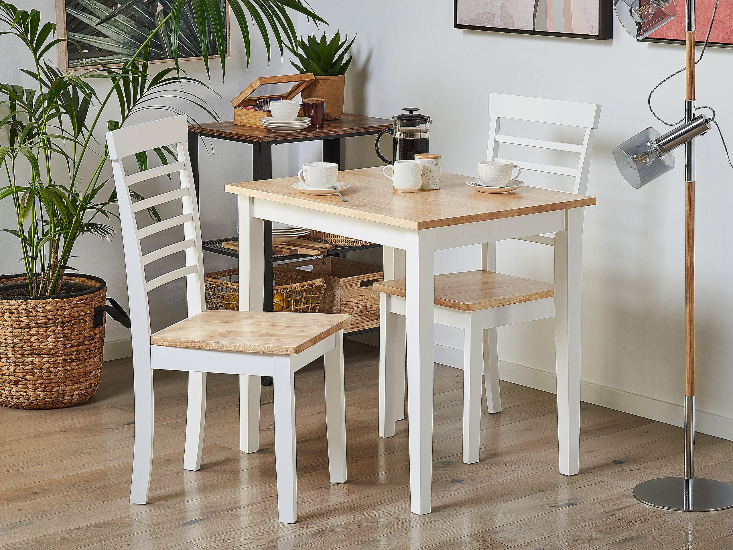 ESSZIMMERSTUHL 2er-Set Gummibaumholz Heller Holzfarbton Battersby - Hellbraun, Holz (40/94/40cm) - Beliani