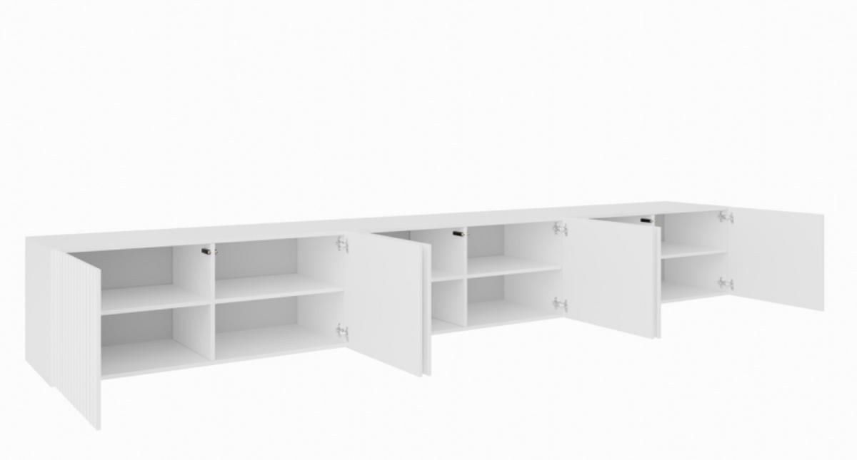 TV-LOWBOARD Weiß RIO Geschlossen Gerillt 300 cm - Weiß, Holzwerkstoff (300/41/40cm) - Sepro Meble
