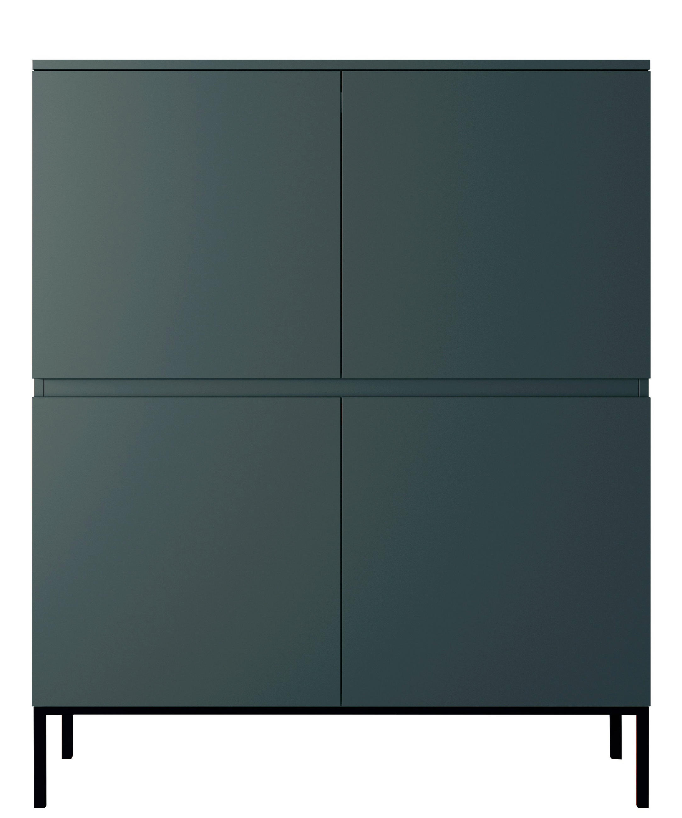 HIGHBOARD Bemmi Dunkelgrün mit Metallbeinen 100 cm - Dunkelgrün/Schwarz, Holzwerkstoff/Metall (100/122/35cm) - Selsey