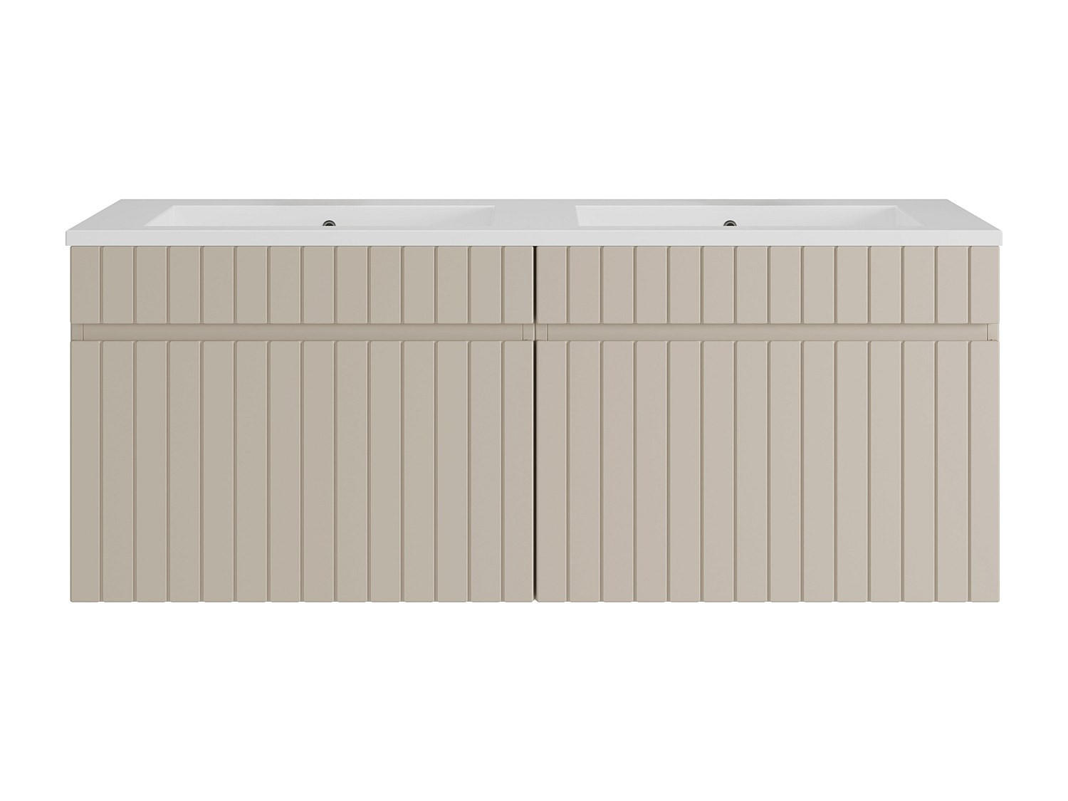 DOPPELWASCHTISCH - 120 cm x 46 cm - Holz, Platte - Beige - SATARA - Beige, Holz (120/46/46cm) - Vente-Unique