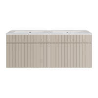 DOPPELWASCHTISCH - 120 cm x 46 cm - Holz, Platte - Beige - SATARA - Beige, Holz (120/46/46cm) - Vente-Unique