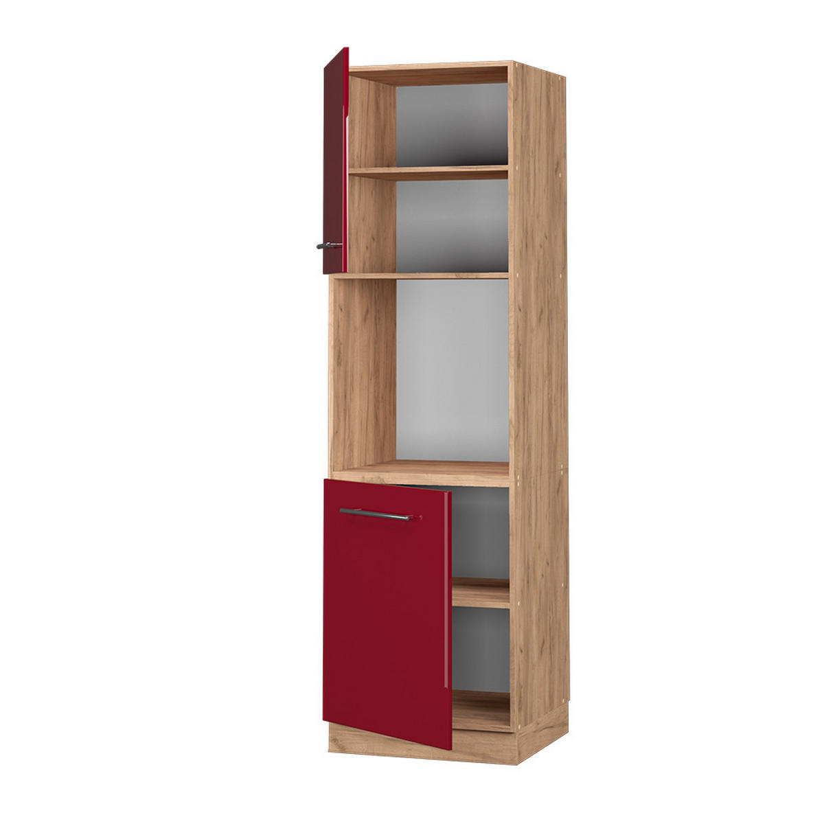 HERDUMBAUSCHRANK Fame-Line Bordeaux Hochglanz 60 cm offen - Honigeiche/Bordeaux, Holzwerkstoff (60/206.8/58cm) - Vicco