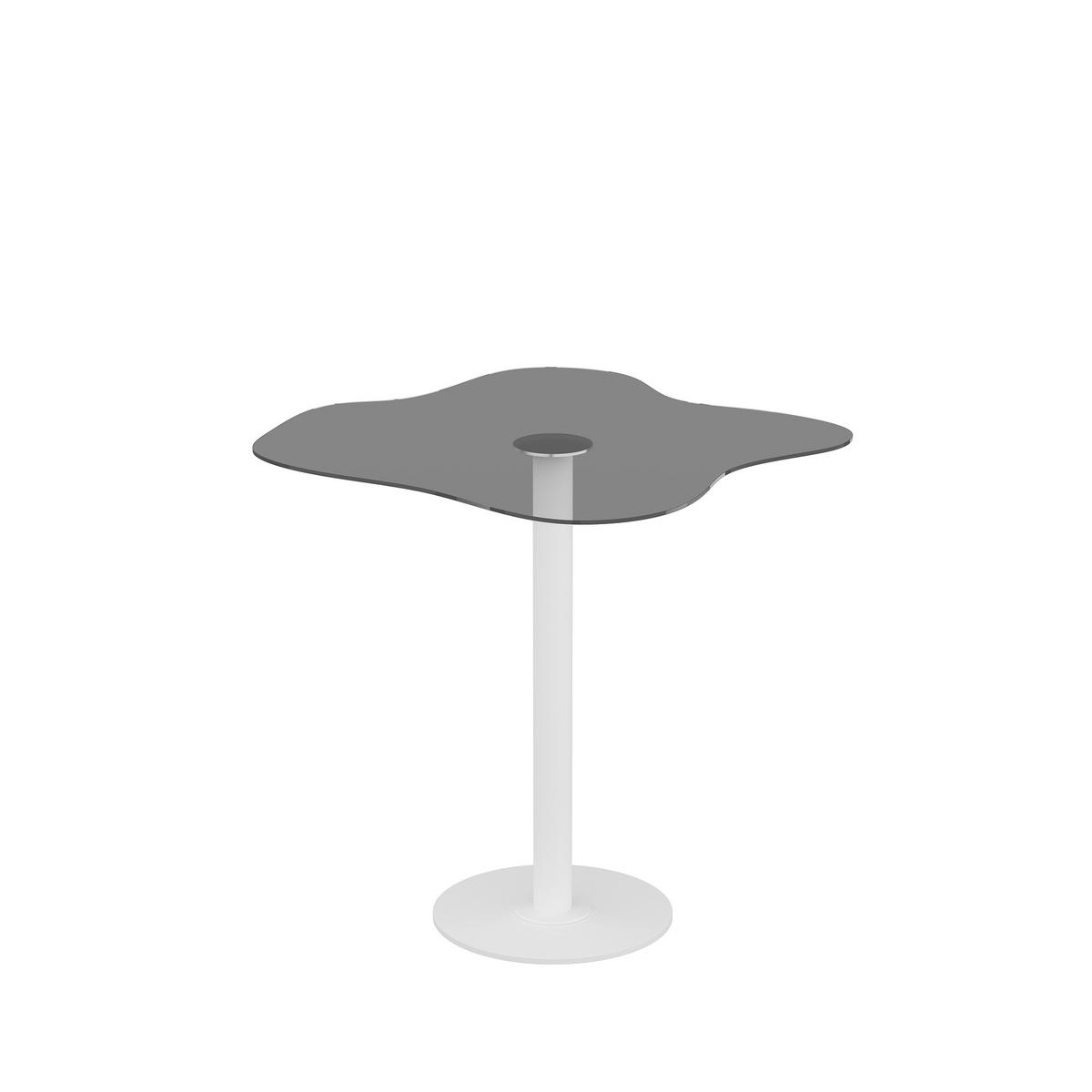 BEISTELLTISCH Royale mit Weißfuß und Rauchglasplatte - Weiß, Holzwerkstoff/Metall (50/50/50cm) - moebel17