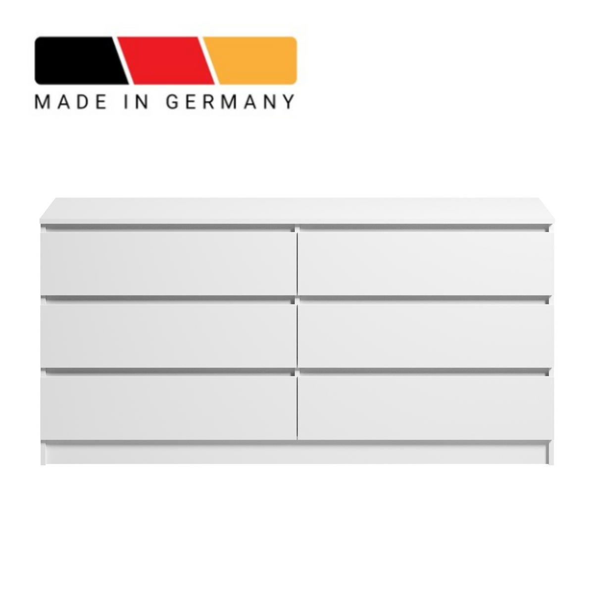 KOMMODE 160 cm Breite 6 Schubladen in Weiß - Weiß, Holzwerkstoff (160/78/35cm) - Home Collective