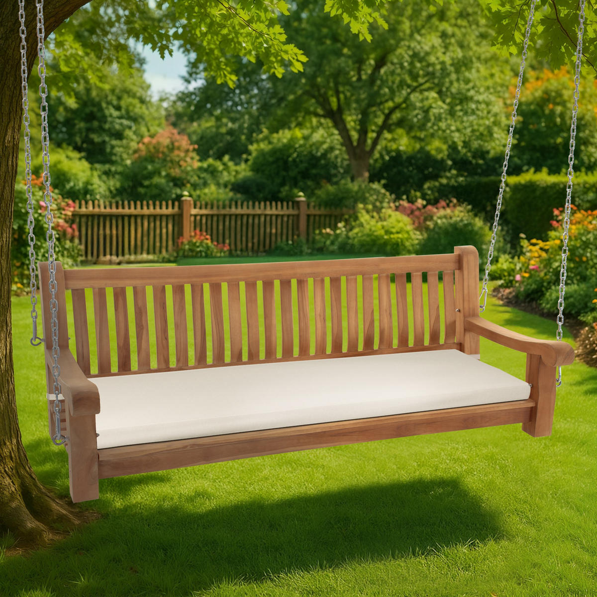 SCHAUKELBANK Muver Holz Creme Hängebank - Creme, Holz (180/62/70cm) - DELUKE