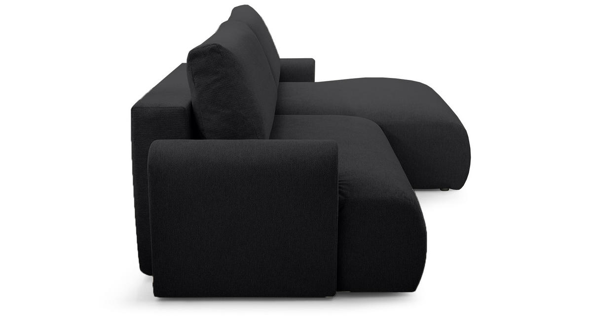 ECKSOFA mit Schlaffunktion Bordon, Schwarz - Schwarz, Textil (150/260cm) - Fedve