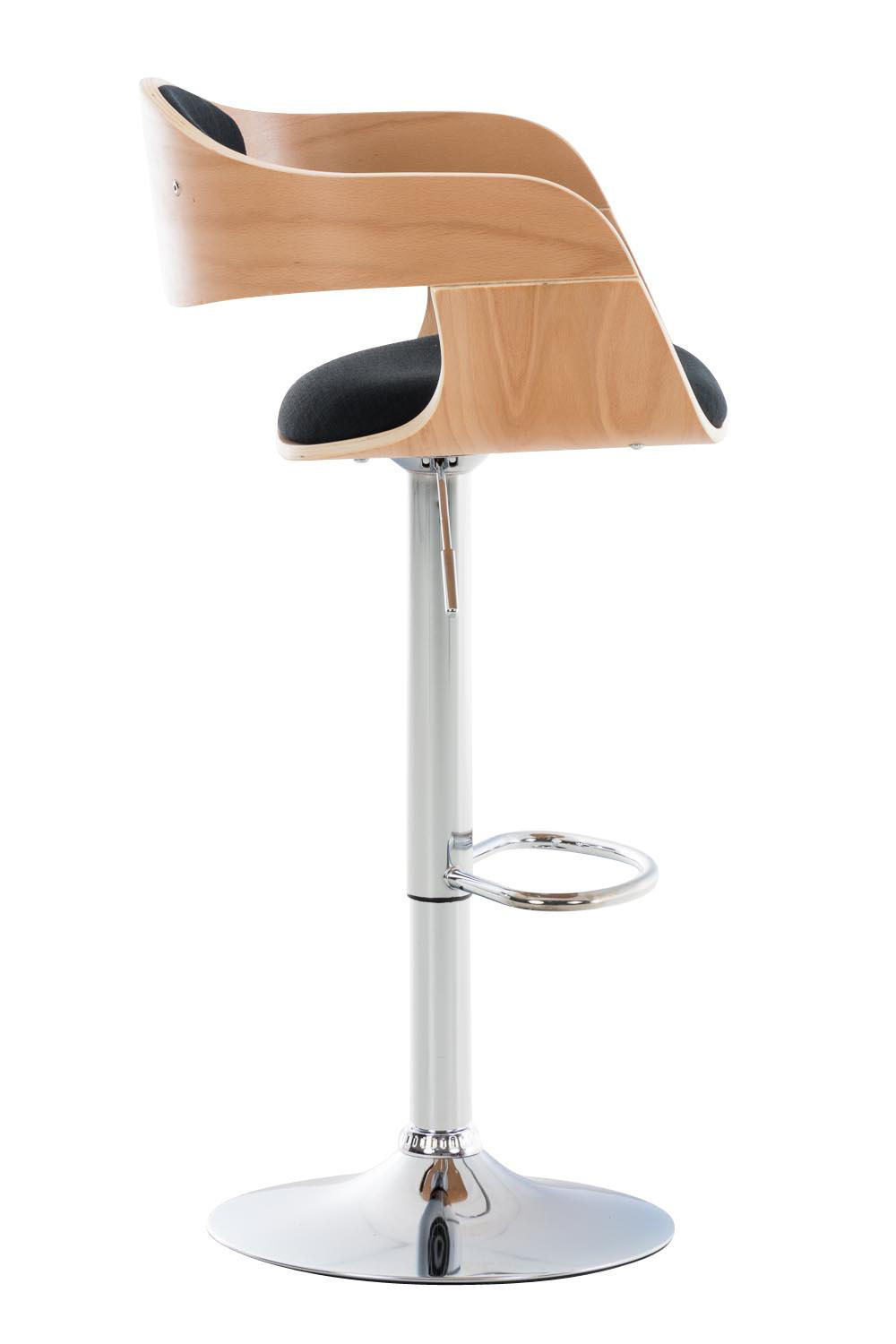 BARHOCKER 2er Set Stoff natura/schwarz - Chromfarben/Eukalyptusholzfarben, Textil/Metall (50/88/48cm) - CLP