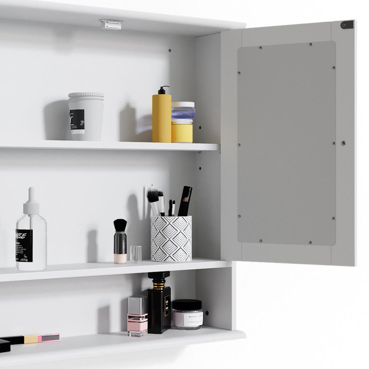 BADSPIEGELSCHRANK Bianco Weiß 56 x 58 cm - Weiß, Holzwerkstoff (56/58/13cm) - Vicco