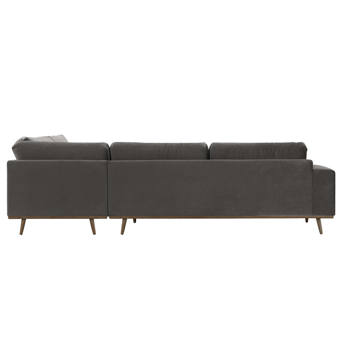 ECKSOFA mit Ottomane - Eichefarben/Dunkelgrau, Eichenholz/Textil (287/219cm) - home24