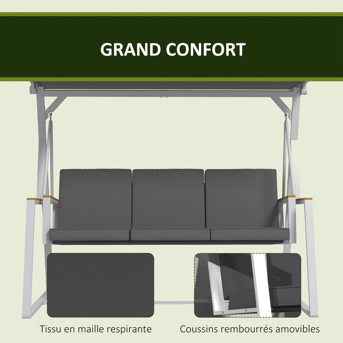 HOLLYWOODSCHAUKEL DE-15248 Dunkelgrau - Dunkelgrau, Metall (130/175/205cm) - ComfortXL
