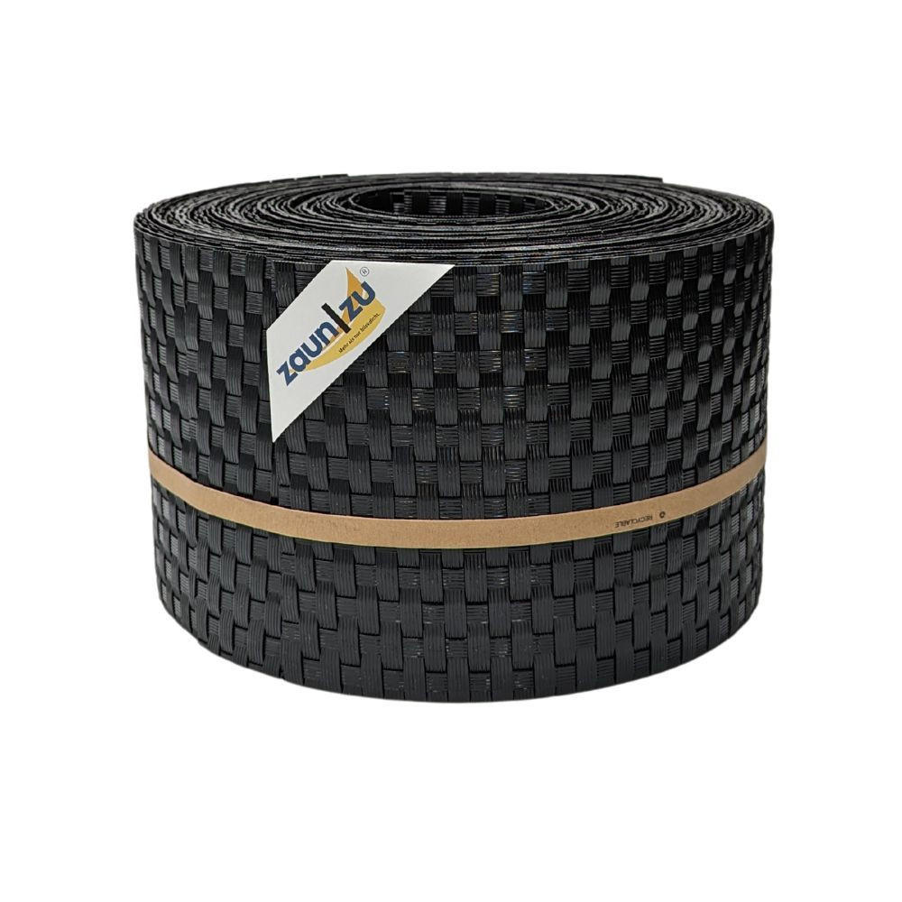 SICHTSCHUTZSTREIFEN Rattan für Doppelstabmatten UV-beständig Schwarz 10x 2,55m - Schwarz, Kunststoff (2550/19cm) - ZAUN|ZU