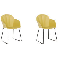 ESSZIMMERSTUHL 2er-Set Kunststoff Gelb Sylva - Gelb, Kunststoff/Metall (58/85/54cm) - Beliani