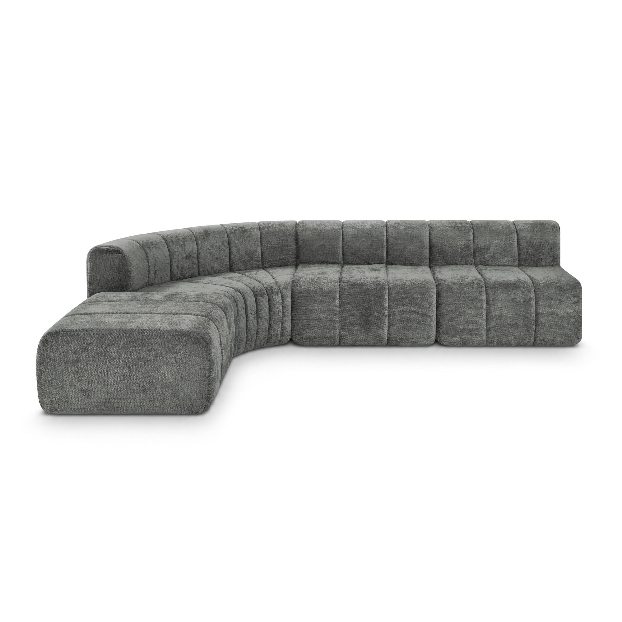 ECKSOFA 283/198/64.7 cm Grau mit 1 Fußhocker - Grau, Textil (283/198cm) - Oxeza