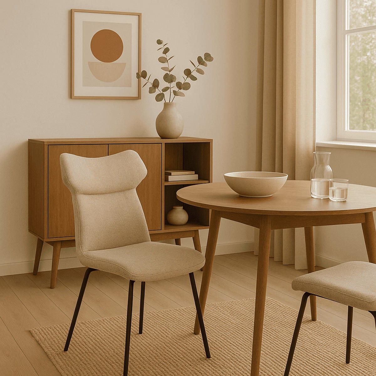 ESSZIMMERSTUHL Dara Beige 47/65/51 cm 2er-Set - Beige, Textil (65/51/47cm) - Calicosy