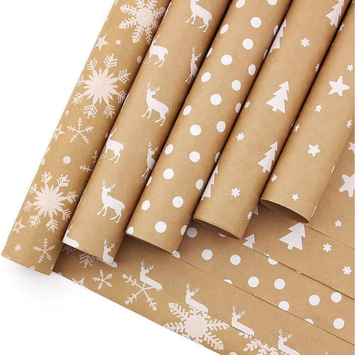 GESCHENKPAPIER 43 cm x 15 m Kraftpapier Elch Motiv - Braun, Papier (43/1/1500cm)