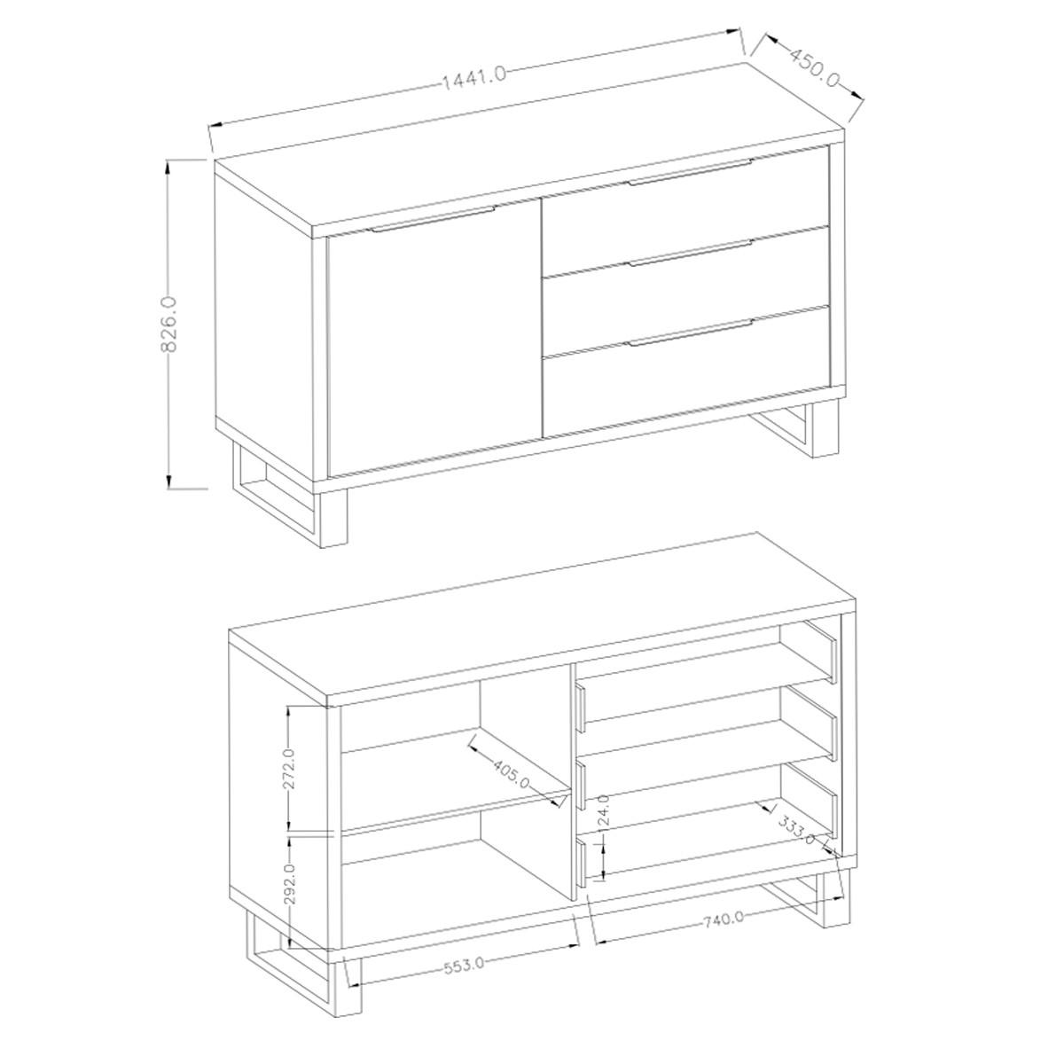 SIDEBOARD Eden Holz und Metall - Braun, Holzwerkstoff (144/83/45cm) - Petits-meubles