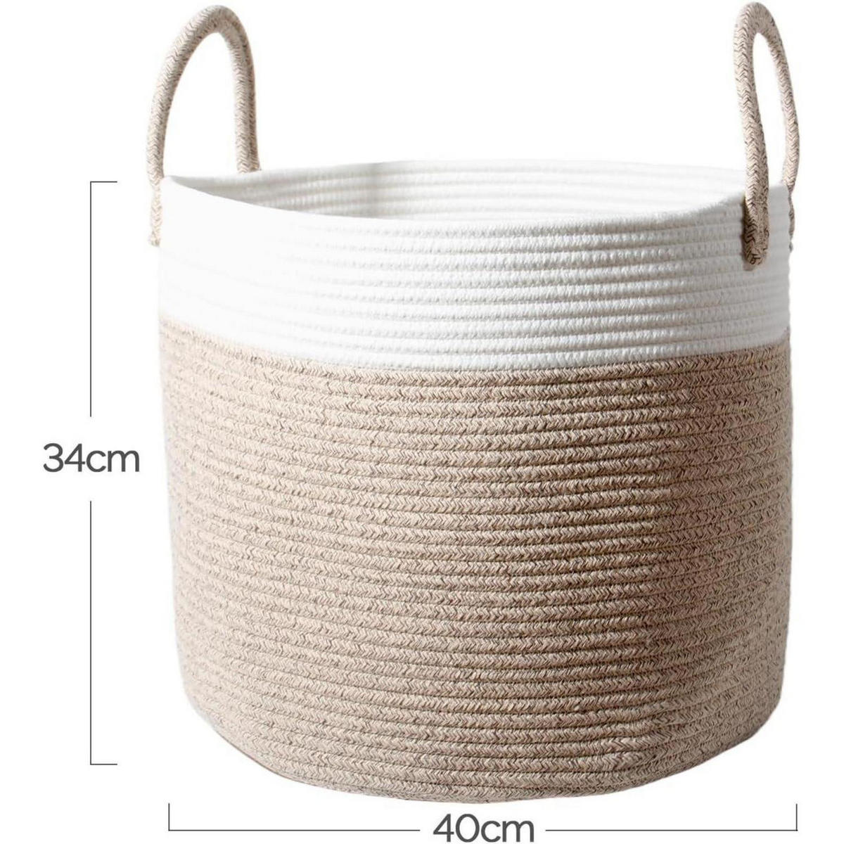 WÄSCHEKORB Baumwolle Braun 40 x 34 cm - Multicolor, Textil (40/34/40cm)