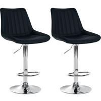BARHOCKER 2er Set Tolor Kunstleder chrom schwarz - Chromfarben/Schwarz, Kunststoff/Metall (49.5/112/50cm) - TPFLiving