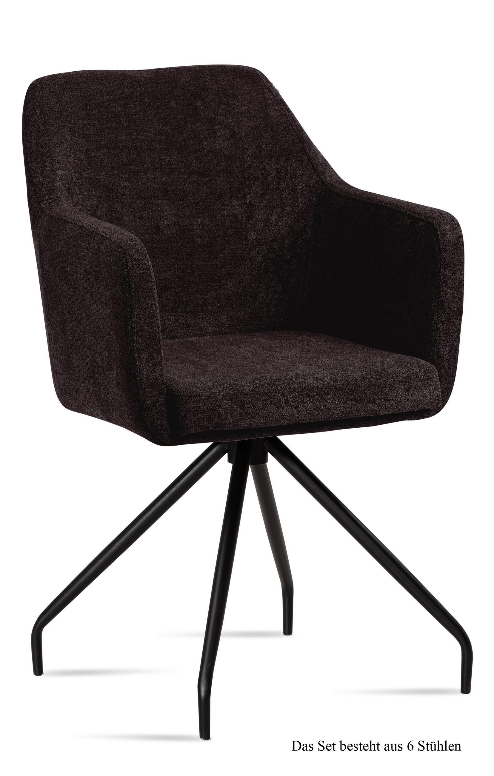 ARMLEHNSTUHL (6er-Set) Dijana 57x87x60 Schwarz/Espresso - Dunkelbraun/Schwarz, Kunststoff (60/87/57cm) - 58aufmkessel