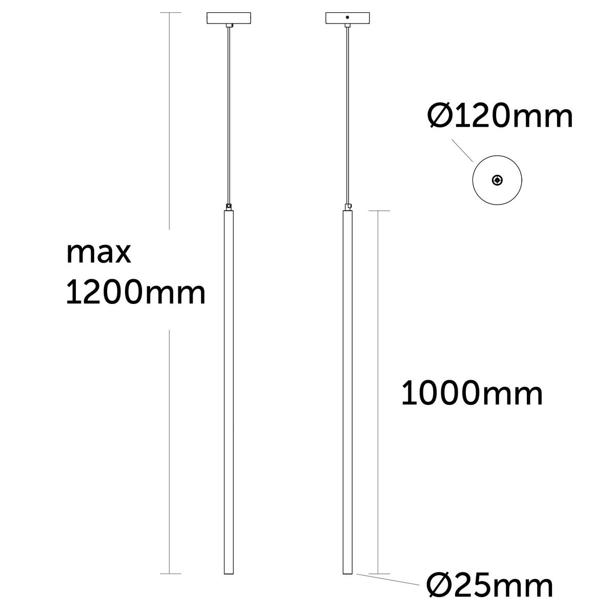 LED-HÄNGELEUCHTE Stelo H100 - Schwarz, Metall (2.5/2.5/100cm) - Lumicom