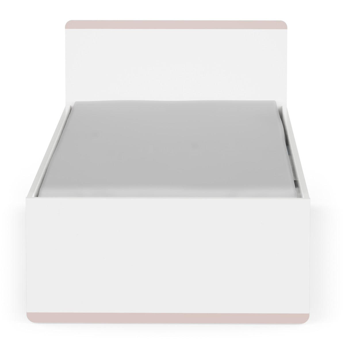 BETT in Weiß, Sturmblau und Aprikose mit einem Set von 2 Schubladen 95/202,8/80,6 cm - Weiß, Holzwerkstoff (190/90cm) - Calicosy