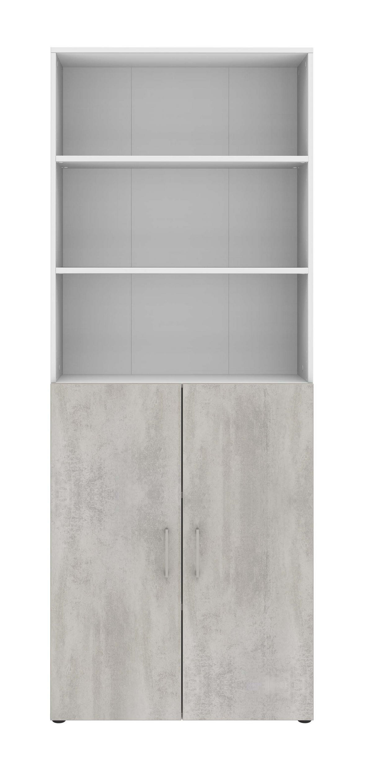 AKTENSCHRANK - 6 Ordnerhöhen - Weiß/Beton - Grau, Holzwerkstoff (80/212.5/34.4cm) - Röhr