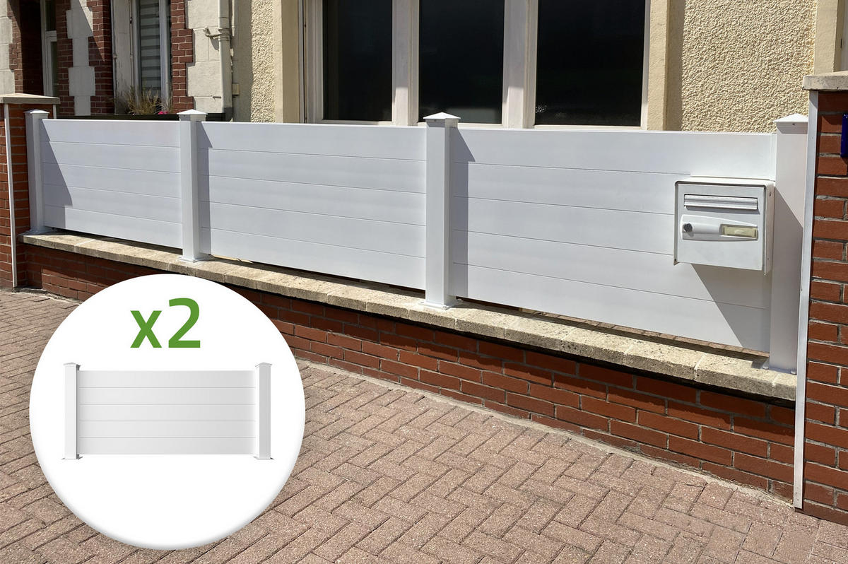VORGARTENZAUN 2er-Set Niesen weiß 1,9m H.90cm aluminium - Weiß, Metall (378/89cm) - Casanoov