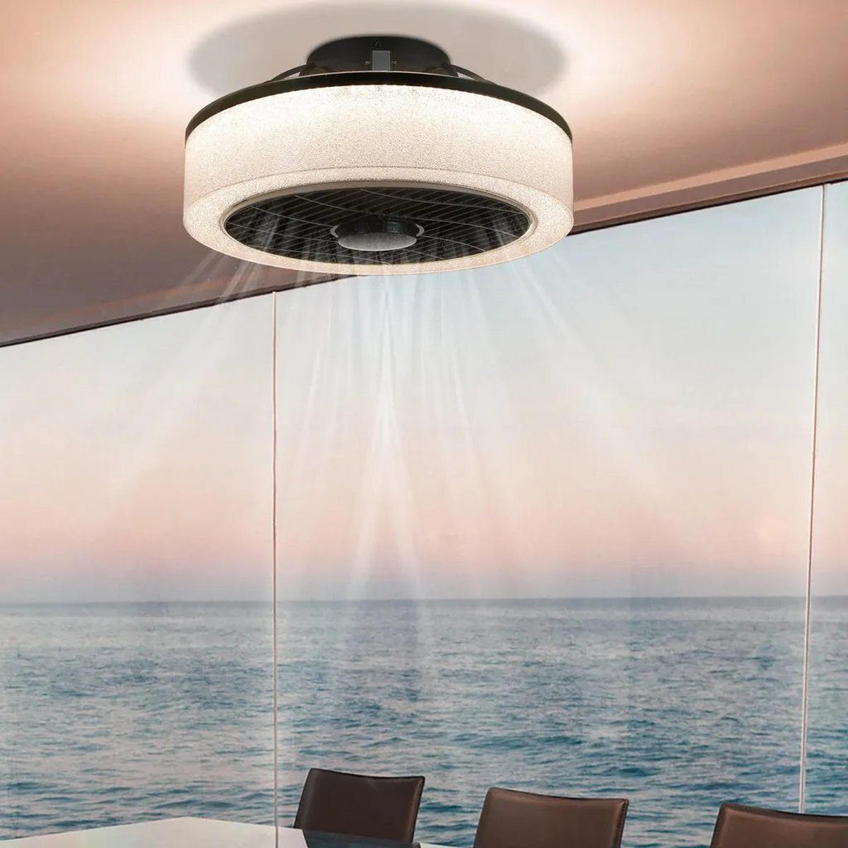 DECKENVENTILATOR Estes II 40/40/18cm - Schwarz, Kunststoff (40/40/18cm) - Nettlife