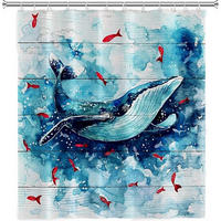 DUSCHVORHANG Bunt Wal Polyester 120 x 180 cm wasserdicht mit Haken - Multicolor, Kunststoff (120/180cm) - MCBOSON