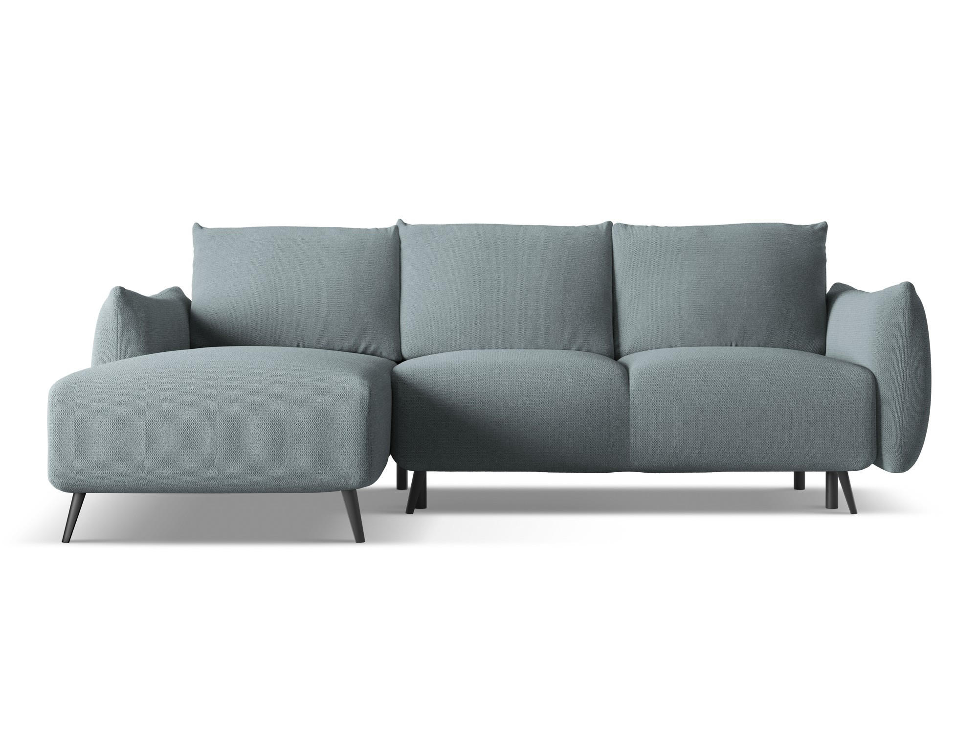 ECKSOFA mit Schlaffunktion Chenille Stoff Blau - Blau/Blaugrau, Textil/Metall (162/242cm) - Makamii