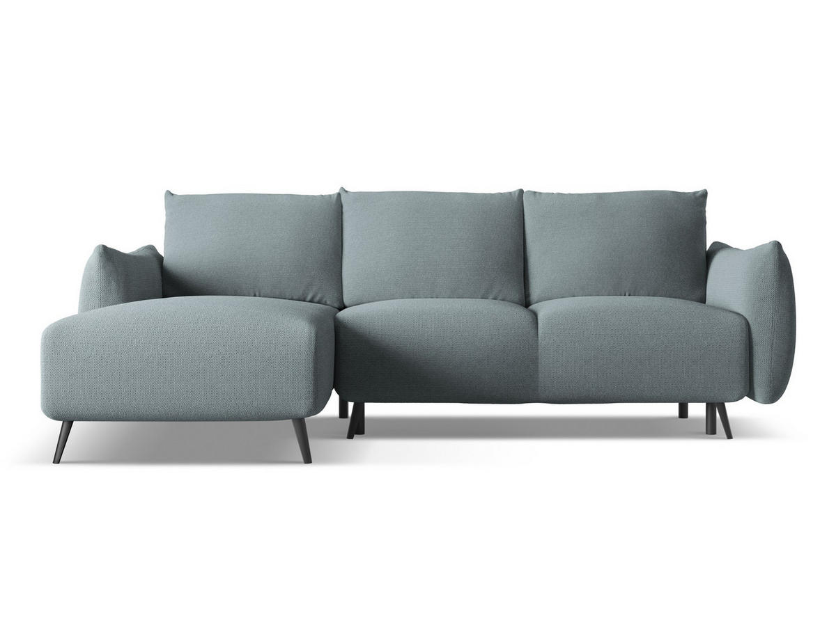 ECKSOFA mit Schlaffunktion Chenille Stoff Blau - Blau/Blaugrau, Textil/Metall (162/242cm) - Makamii